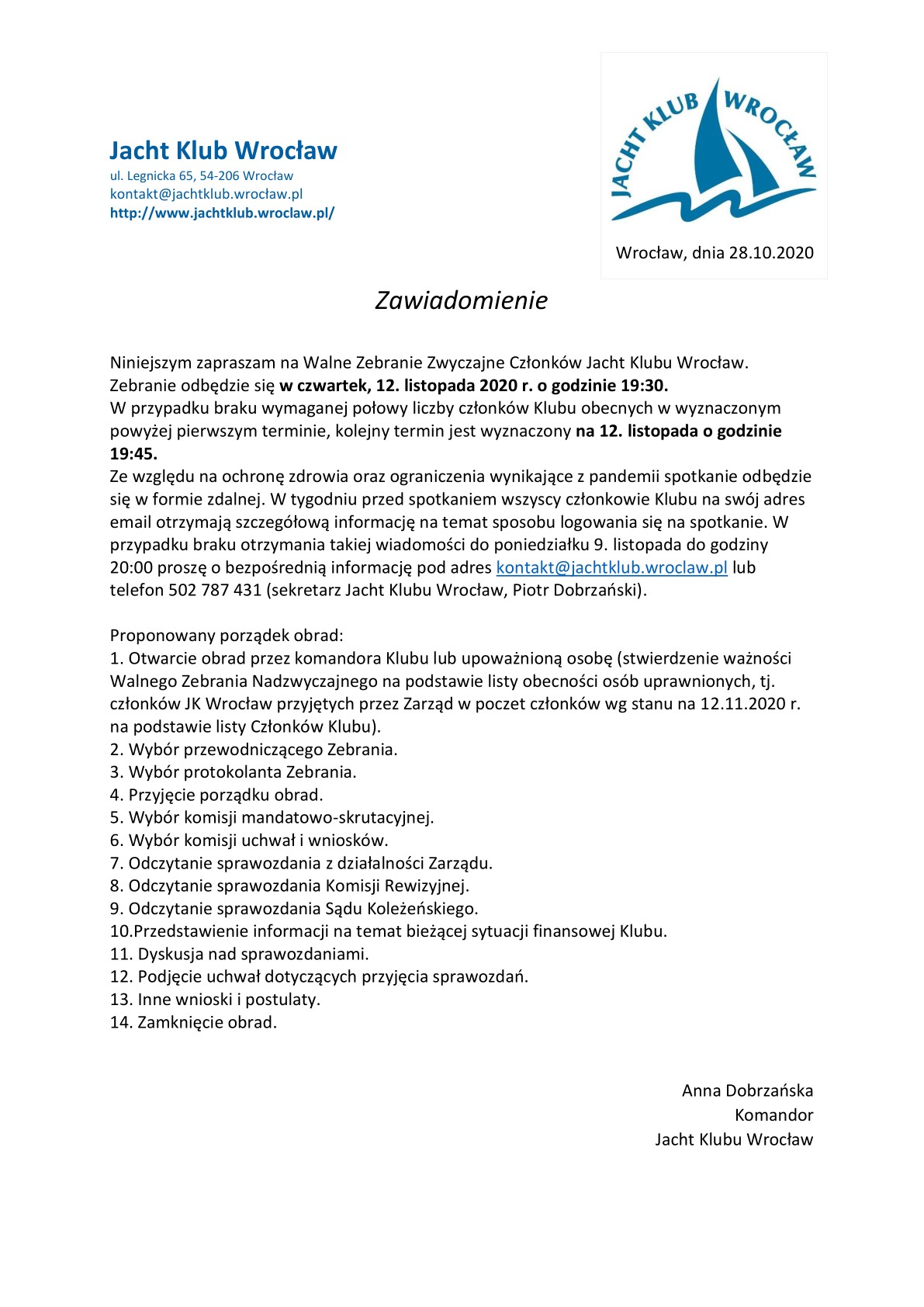 zawiadomienie